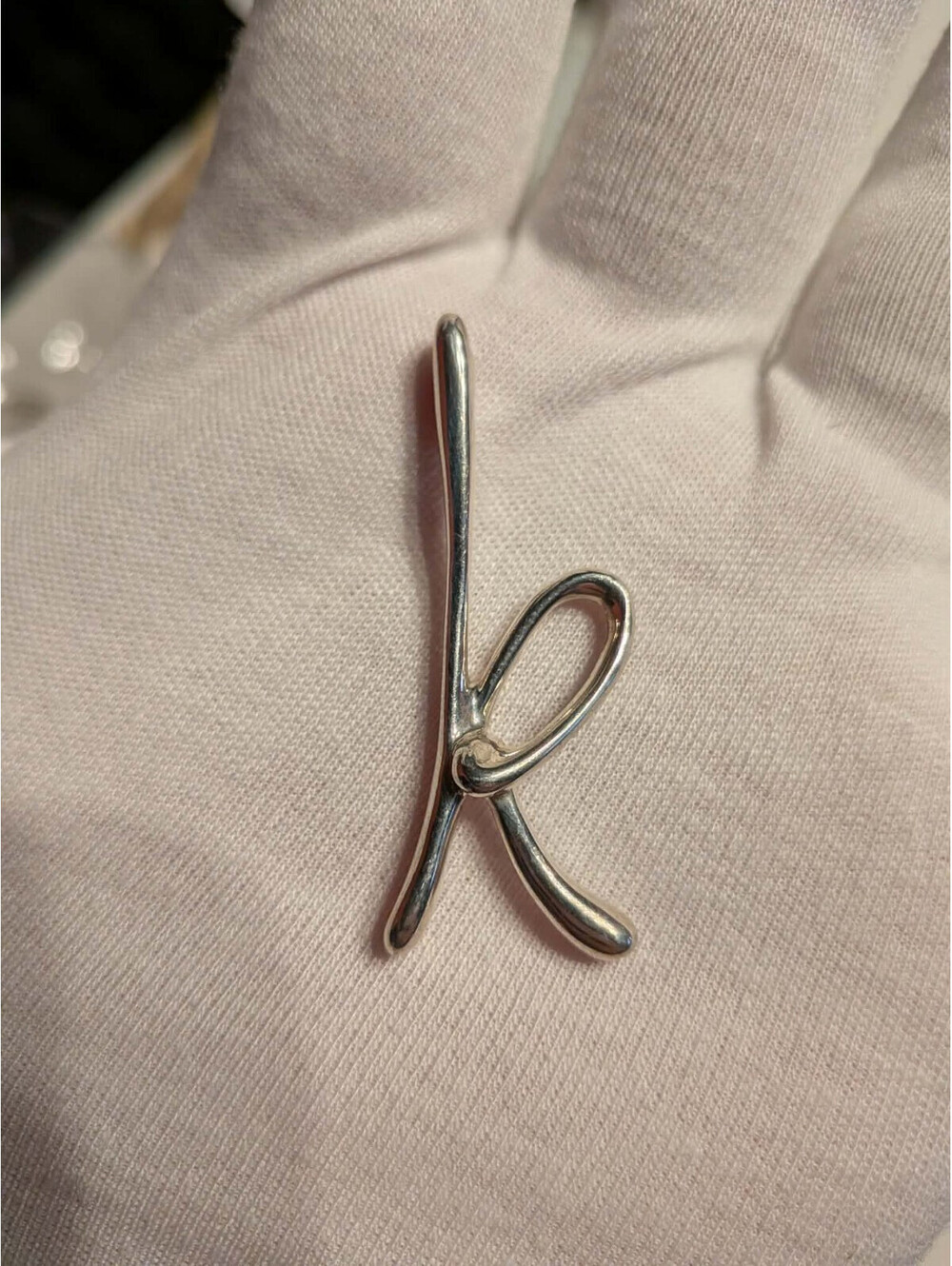 Tiffany & Co Alphabet Initial Letter K Charm Pendant Necklace Sterling Silver